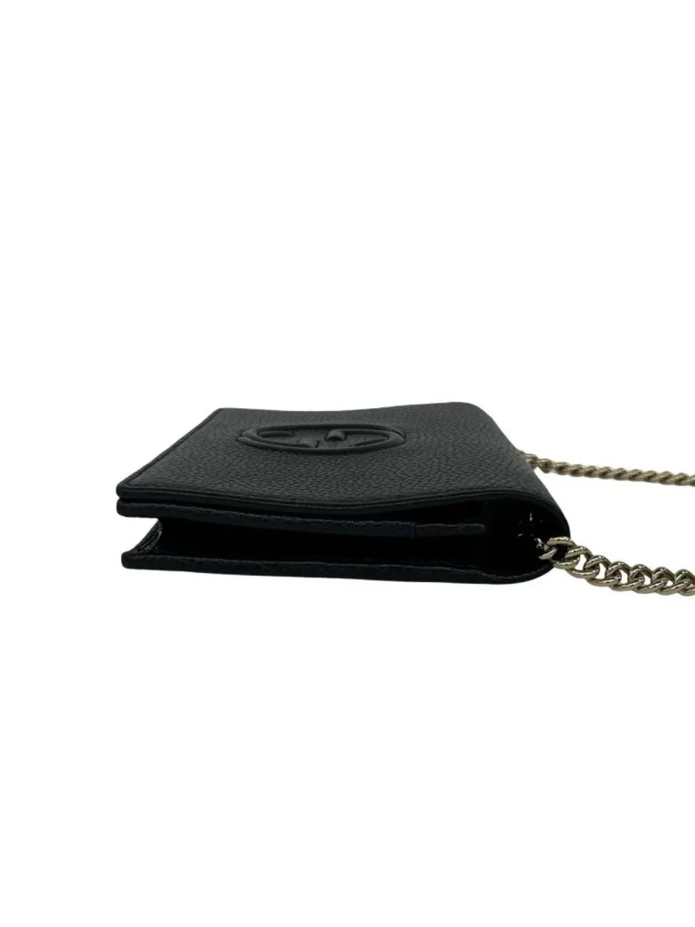 Gucci Soho Interlocking G Leather Chain Wallet on Shoulder Bag Black